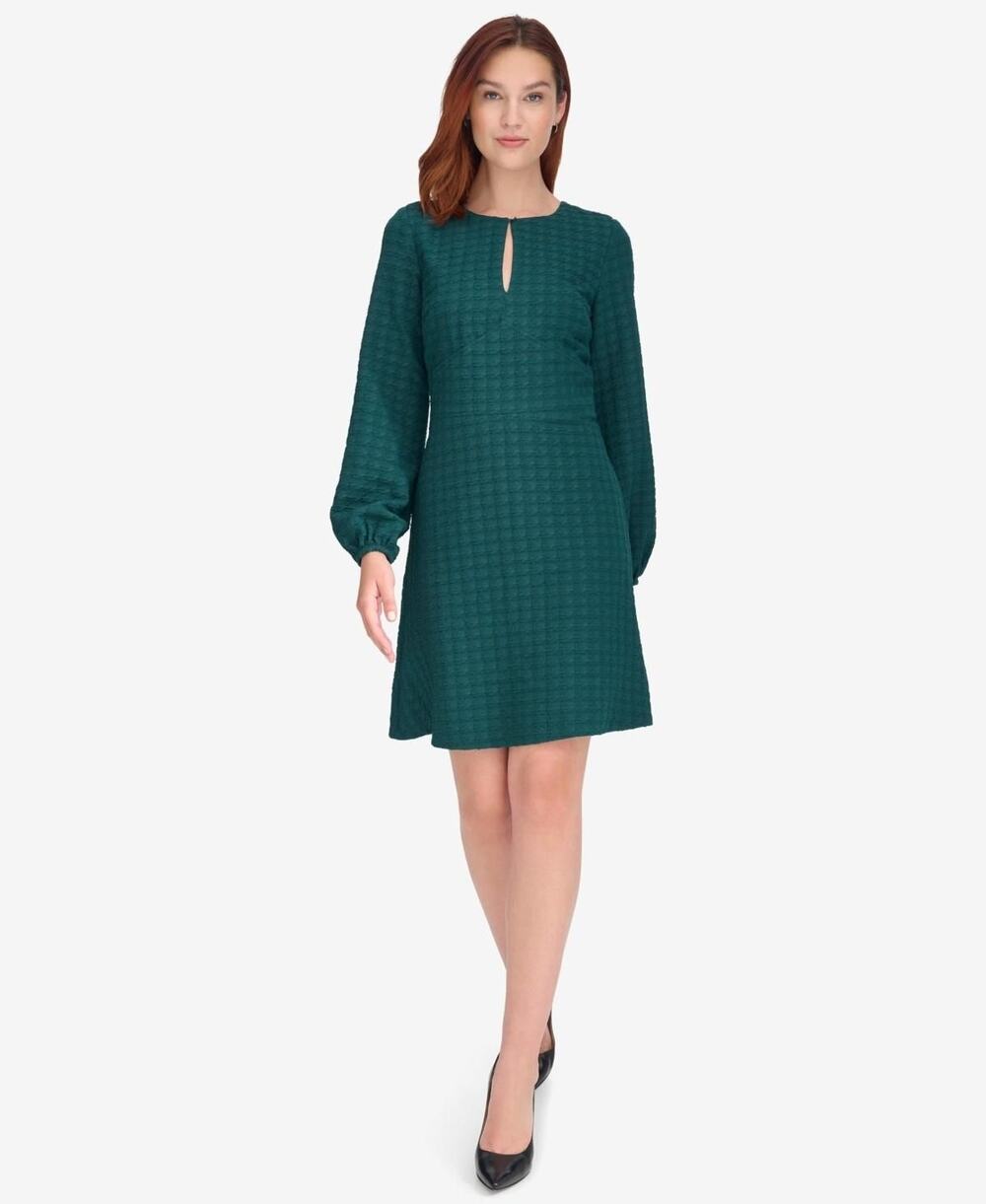 Tommy Hilfiger Petite Embossed Houndstooth Knit Dress - Cypress